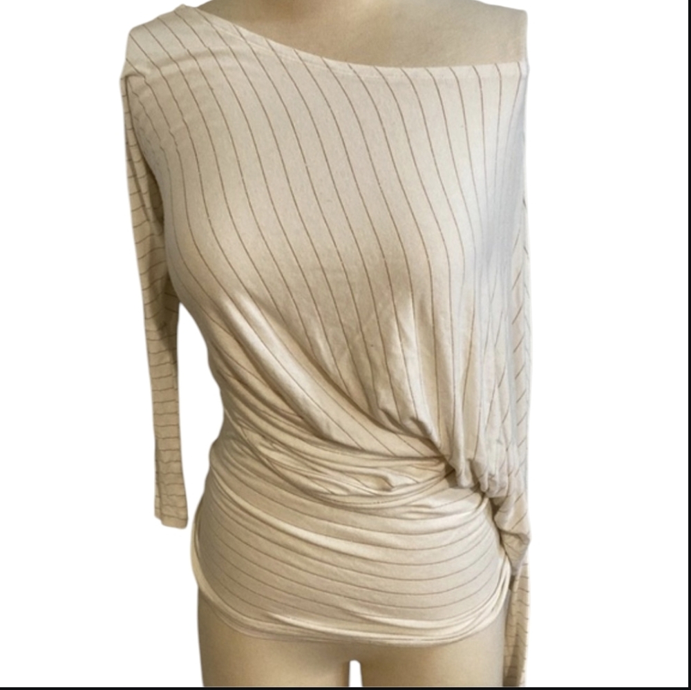 Off-Shoulder Cream Striped Women’s Top